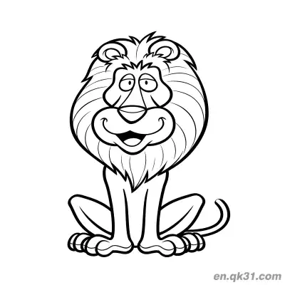 Free printable Funny Cartoon Lion in Lazy Sitting Pose Coloring Page coloring page