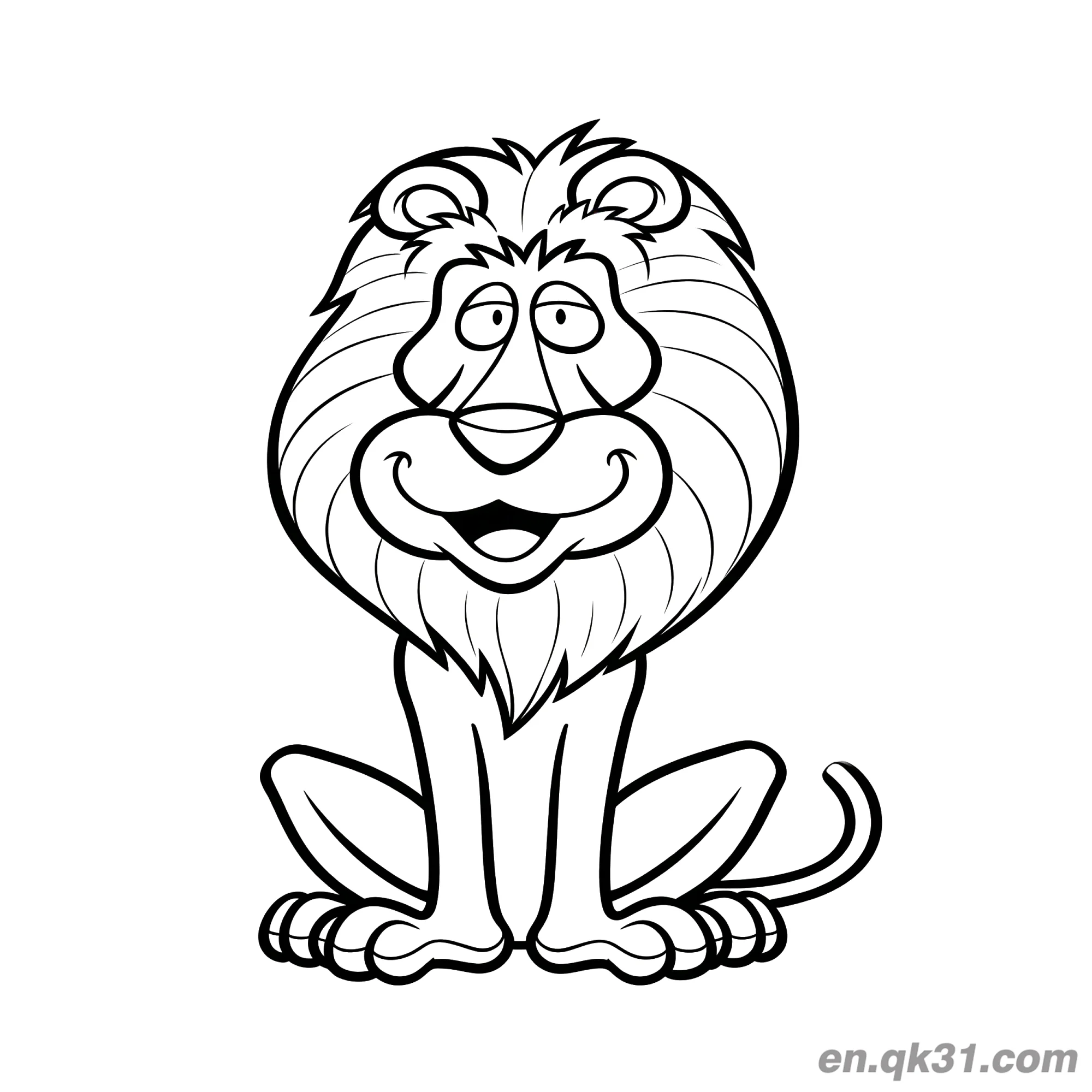 Funny Cartoon Lion in Lazy Sitting Pose Coloring Page – Free Printable Coloring Page for Kids and Adults