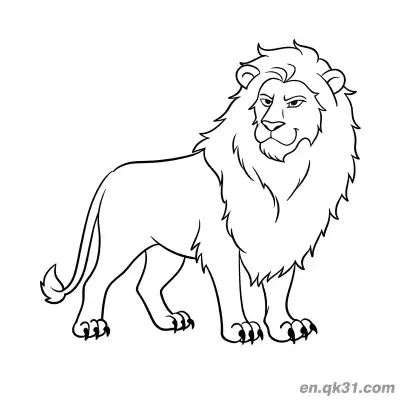 Free printable Realistic Lion Standing Majestically Coloring Page coloring page