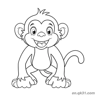 Free printable Cartoon Monkey Crouching and Laughing Coloring Page coloring page