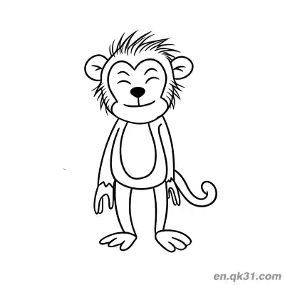Free printable Cartoon Monkey Smiling with Closed Eyes Coloring Page coloring page