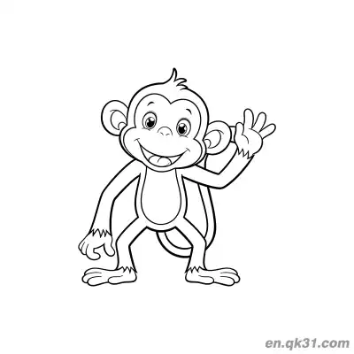 Free printable Cartoon Monkey Waving Hello Coloring Page coloring page
