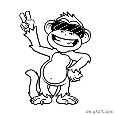 Free printable Cool Cartoon Monkey with Sunglasses Doing Peace Sign Coloring Page coloring page