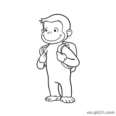 Free printable Curious Monkey with a Backpack Coloring Page coloring page