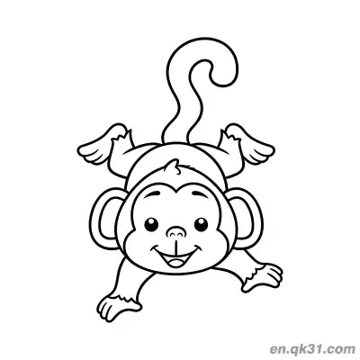 Free printable Cute Baby Monkey Doing a Handstand Coloring Page coloring page