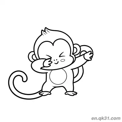 Free printable Cute Baby Monkey Posing Coolly Coloring Page coloring page