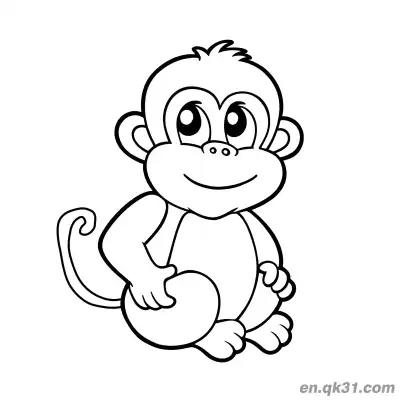 Free printable Cute Cartoon Baby Monkey Sitting Adorably Coloring Page coloring page
