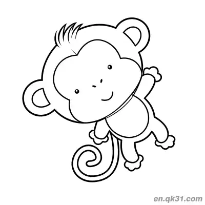 Free printable Minimalist Line Art Cartoon Baby Monkey Coloring Page coloring page