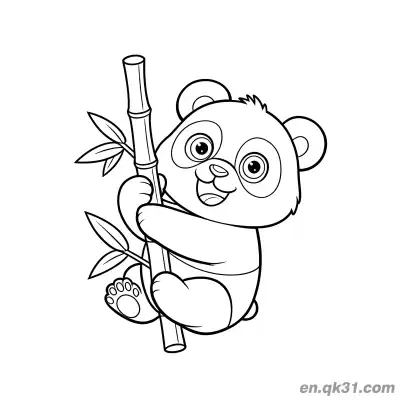 Free printable Baby Panda Climbing a Bamboo Stalk Coloring Page coloring page