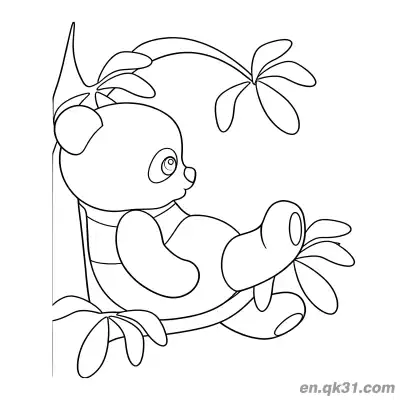 Free printable Baby Panda Playing Among Jungle Leaves Coloring Page coloring page