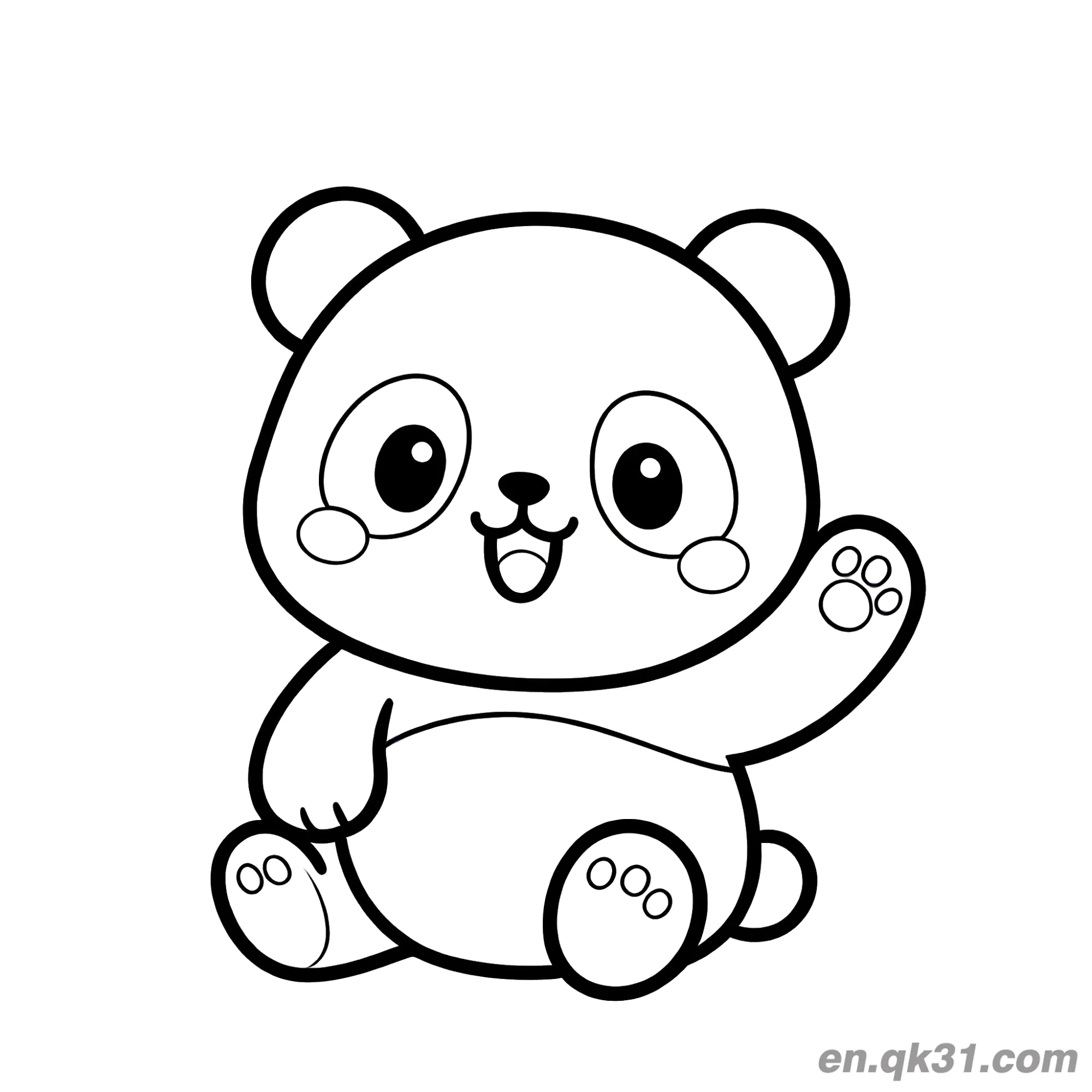 Blush Cartoon Panda Waving Hello Coloring Page – Free Printable Coloring Page for Kids and Adults