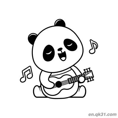 Free printable Cartoon Panda Playing Guitar and Singing Coloring Page coloring page