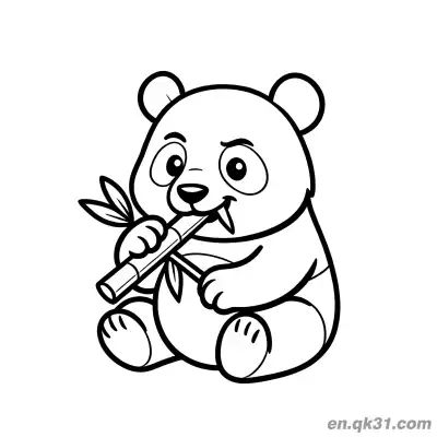 Free printable Cartoon Panda Sitting and Eating Bamboo Coloring Page coloring page