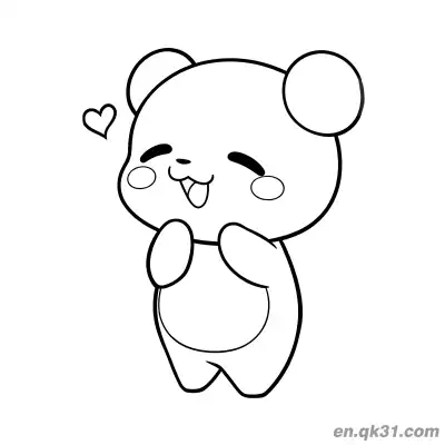 Free printable Chibi Panda with a Floating Heart Coloring Page coloring page