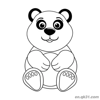 Free printable Classic Cartoon Panda Sitting and Smiling Coloring Page coloring page