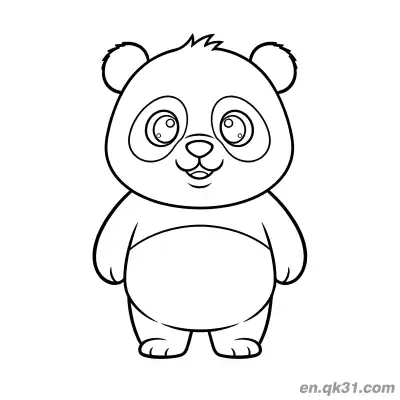 Free printable Cute Baby Panda Standing and Smiling Coloring Page coloring page