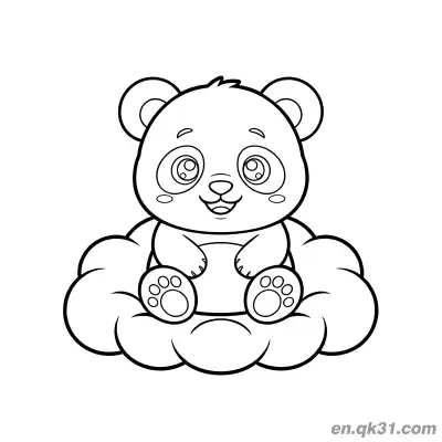 Free printable Cute Blush Panda Sitting on a Cloud Coloring Page coloring page