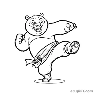 Free printable Kung Fu Panda Practicing a Kick Coloring Page coloring page