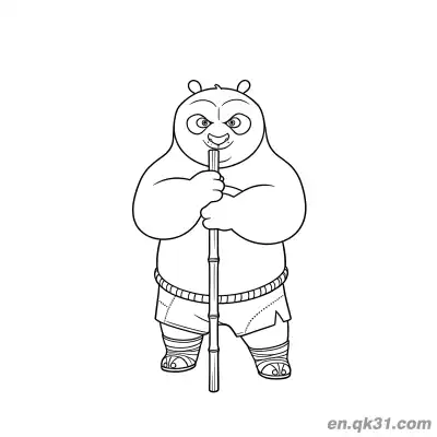 Free printable Kung Fu Panda Practicing with a Bamboo Staff Coloring Page coloring page
