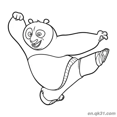 Free printable Kung Fu Panda Stretching with One Leg Up Coloring Page coloring page