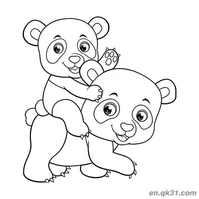 Free printable Two Pandas Playing Together Coloring Page coloring page