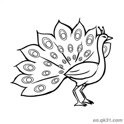 Free printable Artistic Peacock with Side Spread Tail Feathers Coloring Page coloring page