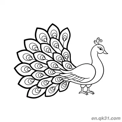 Free printable Cartoon Peacock with Tail Spread to the Left Coloring Page coloring page