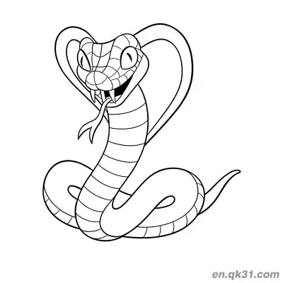 Free printable Cartoon Cobra with Expanded Hood and Detailed Scales Coloring Page coloring page
