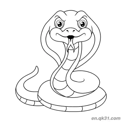 Free printable Cartoon Cobra with Expanded Hood and Friendly Expression Coloring Page coloring page