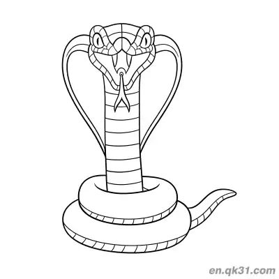 Free printable Cartoon Cobra with Expanded Hood and Realistic Scales Coloring Page coloring page
