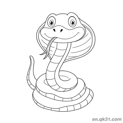 Free printable Cartoon Cobra with Expanded Hood Coloring Page coloring page
