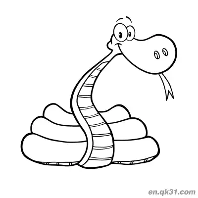 Free printable Cartoon Snake Coiled with Tongue Out Coloring Page coloring page