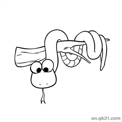 Free printable Cartoon Snake Hanging Upside Down from Branch with Tongue Out Coloring Page coloring page