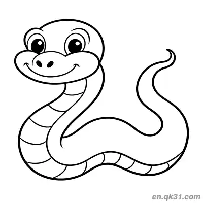 Free printable Cartoon Snake Smiling and Coiled Coloring Page coloring page