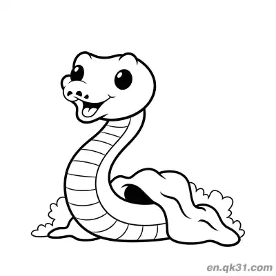 Free printable Cartoon Snake Smiling in the Grass Coloring Page coloring page