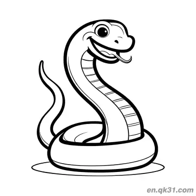 Free printable Cartoon Snake Smiling with Tongue Out on a Base Coloring Page coloring page