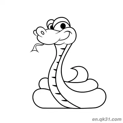 Free printable Cartoon Snake Smiling with Tongue Out on Grass Coloring Page coloring page