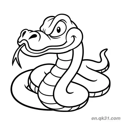 Free printable Cartoon Snake with a Menacing Expression and Tongue Out Coloring Page coloring page