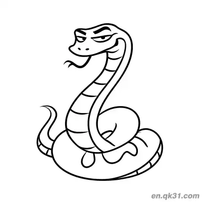 Free printable Cartoon Snake with a Smug Expression and Tongue Out Coloring Page coloring page