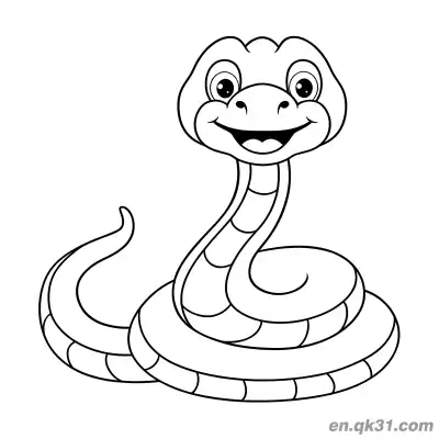 Free printable Cartoon Snake with Big Eyes and a Big Smile Coloring Page coloring page