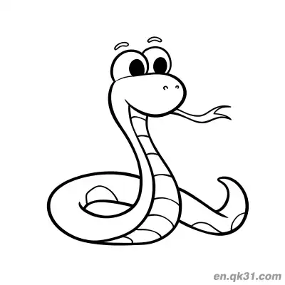 Free printable Cartoon Snake with Big Eyes and Tongue Out Coloring Page coloring page