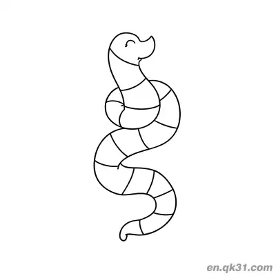 Free printable Cartoon Snake with Closed Eyes and a Smile Coloring Page coloring page
