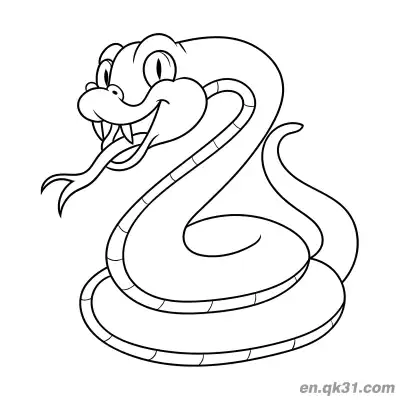 Free printable Cartoon Snake with Fangs and Tongue Out Coloring Page coloring page