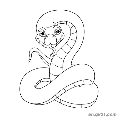 Free printable Cartoon Snake with Multiple Coils and Tongue Out Coloring Page coloring page