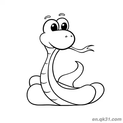 Free printable Cartoon Snake with Oversized Eyes and Tongue Out Coloring Page coloring page