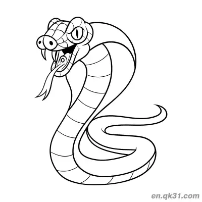 Free printable Cartoon Snake with Realistic Scales and Fangs Coloring Page coloring page