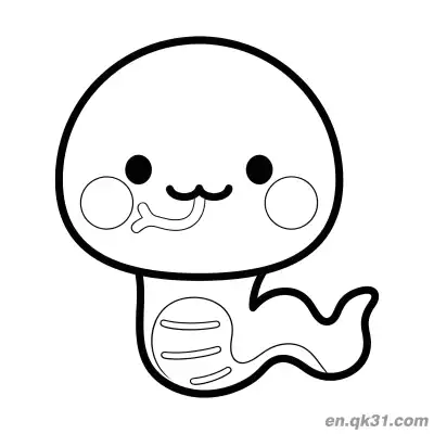 Free printable Chibi Baby Snake with Tongue Out Coloring Page coloring page