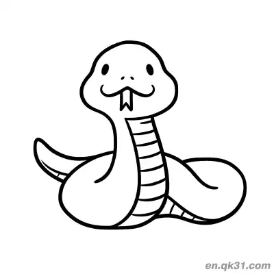 Free printable Cute Cartoon Baby Snake with Tongue Out Coloring Page coloring page