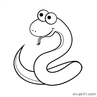 Free printable Cute Cartoon Snake with Big Eyes Coloring Page coloring page
