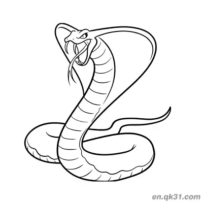 Free printable Fierce Cartoon Cobra with Expanded Hood Coloring Page coloring page
